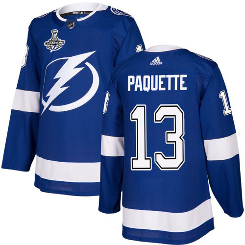 Adidas Tampa Bay Lightning Men #13 Cedric Paquette Blue Home Authentic 2020 Stanley Cup Champions Stitched NHL Jersey
